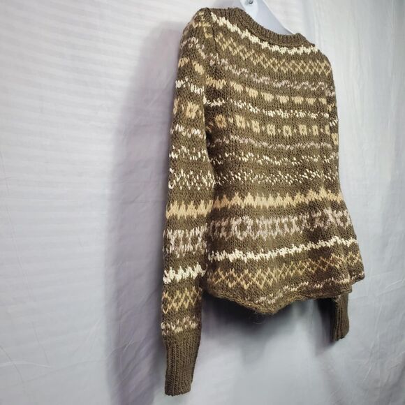 Free People Through the Storm Fair Isle Knit Sweater Sz S Acrylic Blend Taupe - Picture 10 of 15